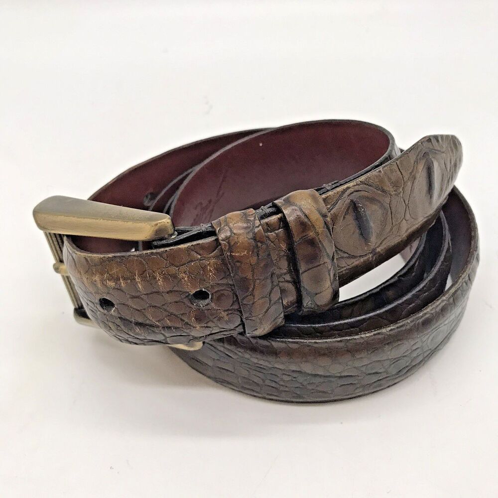 Tulliani Croc Embossed Italian Calfskin Belt Men's 46 Brown Roller Belt 2103 USA - Picture 12 of 16